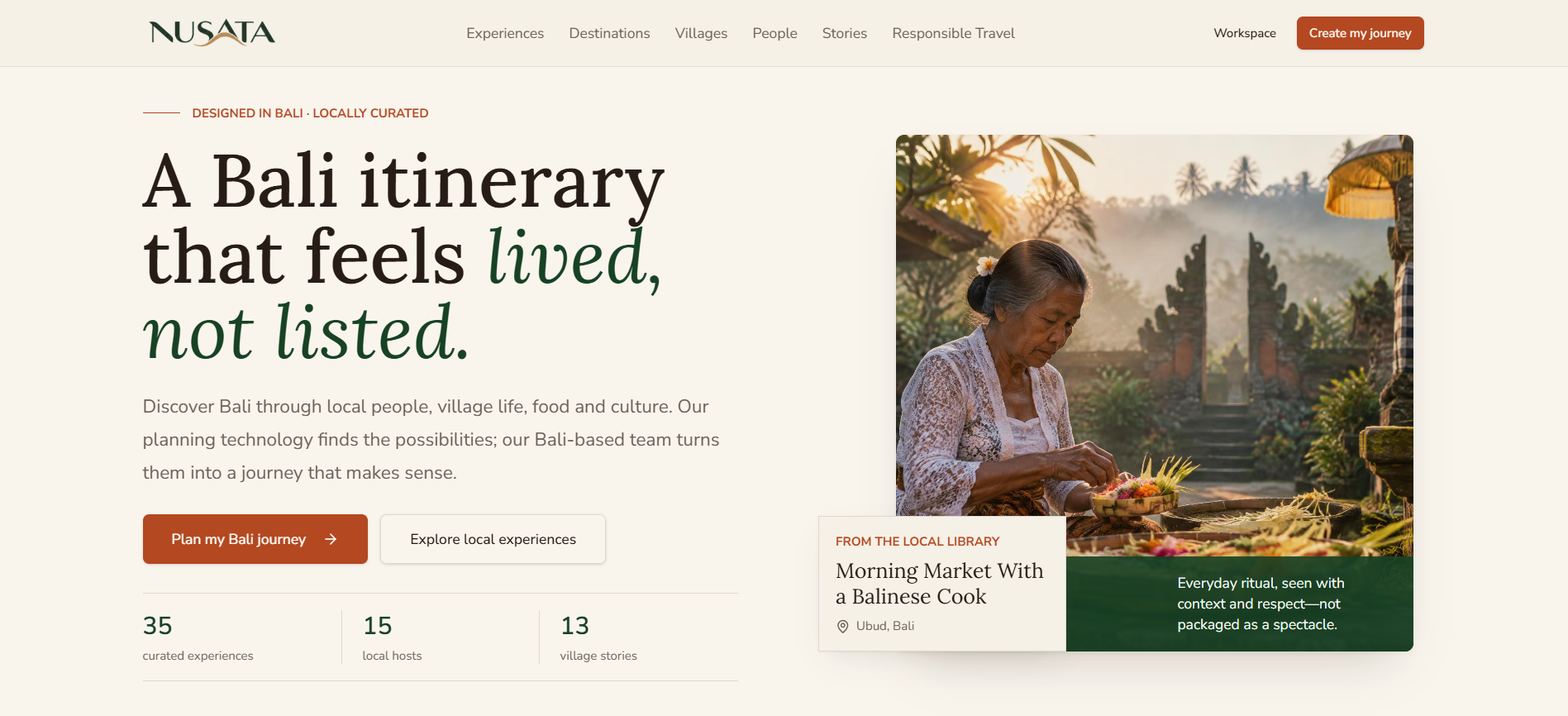 Nusata Travel website homepage designed by Aruna Digital