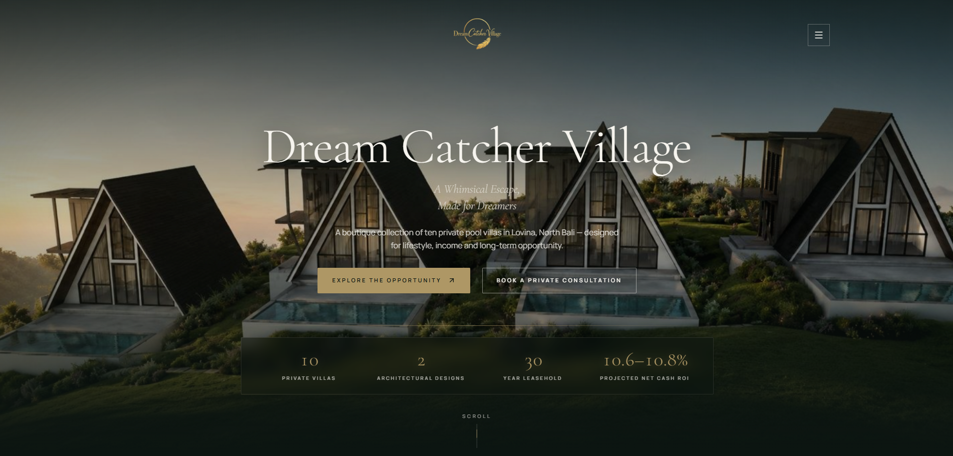 Dream Catcher Village website homepage designed by Aruna Digital